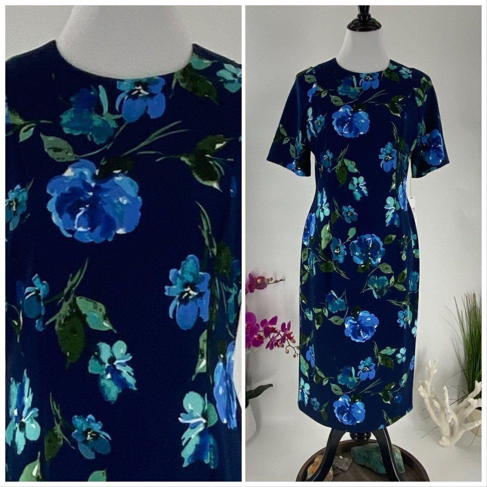 Maggy London Blue Green Floral Dress Size *8 Pictured